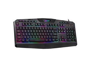 K503 PC Gaming Keyboard, Wired, Multimedia Keys, Silent USB Keyboard with Wrist Rest for Windows PC Games (RGB LED Backlit with Marco Recording)