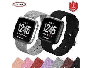 for Fitbit Versa Strap Bands Woven Fabric Quick Replacement Accessories Breathable Wristbands with Classic Square Stainless Steel Clasp for Fitbit Versa Smartwatch