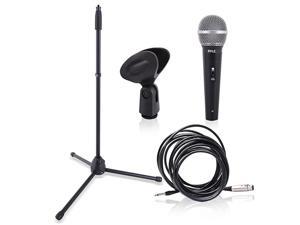 Professional Handheld Dynamic Microphone Kit Unidirectional Vocal Wired Microphone wCarry Bag Metal Mic Stand HolderClip 164ft XLR Audio Cable to 14 Audio Connection  PDMIC88ST