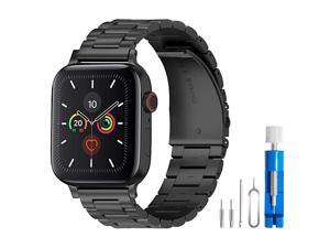 Band Compatible with Apple Watch 38mm 42mm Stainless Steel Wristband Metal Buckle Clasp iWatch 40mm 44mm Strap Replacement Bracelet for Apple Watch Series 4/3/2/1 Sports Edition(Black, 38MM) Band Compatible with Apple Watch 38mm 42mm Stainless Steel Wristband Metal Buckle Clasp iWatch 40mm 44mm Strap Replacement Bracelet for Apple Watch Series 4/3/2/1 Sports Edition(Black, 38MM)