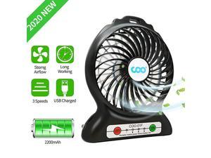 USB Fan Battery Operated Fan with Flashlight Quiet and Powerful Rechargeable Desk Fan for Phone Charge Outdoor Office Backpacking New Black