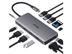 C Hub Multiport Adapter 12 in 1 MacBook Dongle with C to Dual HDMI+VGA+Ethernet+4 Ports+ Audio+100W PD+SDMicro SD Card Reader Docking Station for MacBook Pro Support Triple Display C Hub Multiport Adapter 12 in 1 MacBook Dongle with C to Dual HDMI+VGA+Ethernet+4 Ports+ Audio+100W PD+SDMicro SD Card Reader Docking Station for MacBook Pro Support Triple Display