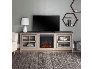 Edison Bern Classic 2 Glass Door Fireplace TV Stand for TVs up to 80 Inches, 70 Inch, Grey Wash Edison Bern Classic 2 Glass Door Fireplace TV Stand for TVs up to 80 Inches, 70 Inch, Grey Wash