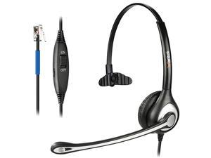 Corded Telephone RJ9 Headset Monaural with Noise Canceling Microphone for Call Center Telephone Systems with Plantronics M10 M12 M22 MX10 Amplifiers or Cisco 7942 7971 Office IP Phones(F600C1)