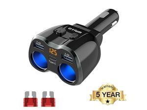 C Car Charger 2 Sockets Cigarette Lighter Splitter 1224V 80W Dual TypeC Ports Separate Switch LED Voltage Display Builtin Replaceable 10A Fuse Compatible Mobile Cell Phone GPS Dash Cam C Car Charger 2 Sockets Cigarette Lighter Splitter 1224V 80W Dual TypeC Ports Separate Switch LED Voltage Display Builtin Replaceable 10A Fuse Compatible Mobile Cell Phone GPS Dash Cam
