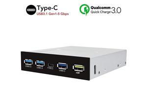 USB 3.0 HUB 3.5 Inch Internal Front Metal Brushed Panel and 1-Type-C Port/ 3-USB 3.0 Ports with QC3.0 18W Fast Charging Port USB 3.0 HUB 3.5 Inch Internal Front Metal Brushed Panel and 1-Type-C Port/ 3-USB 3.0 Ports with QC3.0 18W Fast Charging Port