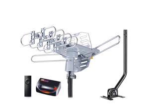 PBD WA2608 Digital Amplified Outdoor HD TV Antenna with Mounting Pole 40 ft RG6 Coax Cable 150 Miles Range Wireless Remote Rotation