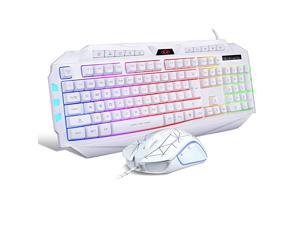 White Gaming Keyboard and Mouse Combo GK710 Wired Backlit Keyboard and White Gaming Mouse ComboPC Keyboard and Adjustable DPI Mouse for PCloptopMAC White Gaming Keyboard and Mouse Combo GK710 Wired Backlit Keyboard and White Gaming Mouse ComboPC Keyboard and Adjustable DPI Mouse for PCloptopMAC