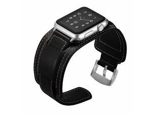 Watch Band Compatible with Apple Watch Band 42mm 44mm Series 5 4 3 2 1 Leather Band with Buckle Cuff Replacement iWatch Band Strap Fits 55 767 Black 42mm44mm Watch Band Compatible with Apple Watch Band 42mm 44mm Series 5 4 3 2 1 Leather Band with Buckle Cuff Replacement iWatch Band Strap Fits 55 767 Black 42mm44mm