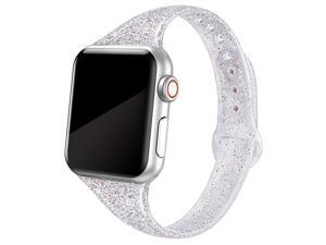 Sport Band Compatible with iWatch 38mm 40mm 42mm 44mm Shiny Bling Glitter Soft Slim Thin Narrow Small Replacement Silicone Strap Compatible for iWatch Series 54321 Sport Edition Women Sport Band Compatible with iWatch 38mm 40mm 42mm 44mm Shiny Bling Glitter Soft Slim Thin Narrow Small Replacement Silicone Strap Compatible for iWatch Series 54321 Sport Edition Women