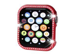 Compatible with Apple Watch Case 44mmiWatch Face Bling Crystal Diamonds Plate Cover Protective Frame Compatible with Apple Watch Series 654SE 44mmRedDiamond