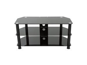 SDC1000CMBB-A TV Stand with Cable Management for Up to 50-Inch TVs, Black Glass, Black Legs
