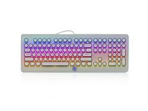 RGB Mechanical Keyboard RGB Retro Gaming KeyboardBlue SwitchLED Backlit SilverPlating 108 Key Round Keycaps AntiGhosting Mechanical Illuminated Keyboard for PC Gaming and MAC White RGB Mechanical Keyboard RGB Retro Gaming KeyboardBlue SwitchLED Backlit SilverPlating 108 Key Round Keycaps AntiGhosting Mechanical Illuminated Keyboard for PC Gaming and MAC White