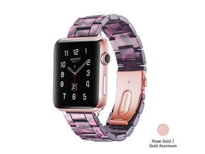 Apple Watch Band Fashion Resin iWatch Band Bracelet Compatible with Copper Stainless Steel Buckle for Apple Watch Series 5 4 3 2 1 Purple for Rose Gold 42mm44mm