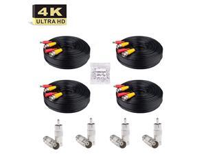 4Pack 4K 8MP 5MP 4MP 1080P 100Ft 30 Meters PreMade AllinOne BNC Cables for Security Camera System and CCTV Bullet Cameras or Dome Cameras 4Pack 4K 8MP 5MP 4MP 1080P 100Ft 30 Meters PreMade AllinOne BNC Cables for Security Camera System and CCTV Bullet Cameras or Dome Cameras