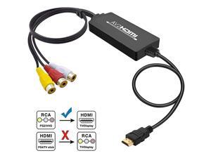 RCA to HDMI Converter  1080P RCA Composite AV to HDMI Video Audio Converter Cable Compatible with Wii NES N64 PS2 Xbox VHS VCR DVD Players Support PALNTSC with HDMI Cable