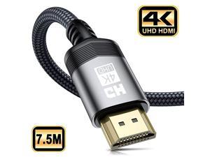 4K HDMI Cable 25ft HDMI 20 Lead Cable High Speed 18Gbps Gold Plated Nylon Braid Cord Supports 4K60Hz2K144Hz3DHDRUHD 2160P1440P1080PHDCP 22ARC for Apple TVFire TVPS4PS3PCGrey