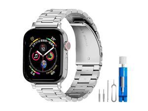 Band Compatible with Apple Watch 38mm 42mm Stainless Steel Wristband Metal Buckle Clasp iWatch 40mm 44mm Strap Replacement Bracelet for Apple Watch Series 4/3/2/1 Sports Edition(Silver, 42MM) Band Compatible with Apple Watch 38mm 42mm Stainless Steel Wristband Metal Buckle Clasp iWatch 40mm 44mm Strap Replacement Bracelet for Apple Watch Series 4/3/2/1 Sports Edition(Silver, 42MM)