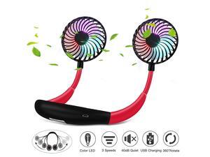 Free Portable Personal Fan Rechargeable Mini USB Fan Headphone Design Quiet Wearable Neckband Fan 3 Level Air Speeds 7 LED Lights 360 Degree Free Rotation for Home Office Travel Sports Free Portable Personal Fan Rechargeable Mini USB Fan Headphone Design Quiet Wearable Neckband Fan 3 Level Air Speeds 7 LED Lights 360 Degree Free Rotation for Home Office Travel Sports