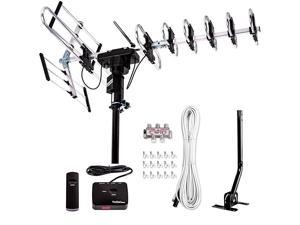 Newest 2020  Outdoor Digital Amplified HDTV Antenna up to 200 Mile Long RangeDirectional 360 Degree RotationHD 4K 1080P FM Radio Supports 5 TVs Plus Installation Kit and Mounting Pole