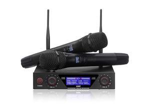 UHF Dual Channel Professional Handheld Wireless Microphone System with Dual Wireless Dynamic MicrophonesLCD Display Professional Home KTV Set for PartyMeetingKaraokeYouTubeClassroom Black UHF Dual Channel Professional Handheld Wireless Microphone System with Dual Wireless Dynamic MicrophonesLCD Display Professional Home KTV Set for PartyMeetingKaraokeYouTubeClassroom Black
