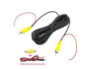 RCA Video Cable for Car Monitor and Reverse Backup Rear View Camera Connection 1969FT 6M AV Extension Cable with Yellow RCA Video Female to Female Coupler and Power Cable