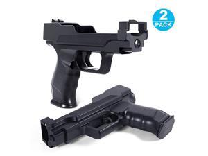 Wii Motion Plus Gun Compatible with Nintendo Wii Black Set of 2