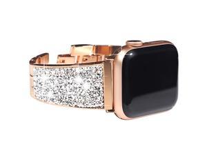 Compatible for Apple Watch Band 38mm Women Sparkling Bling Crystal Bracelet for Apple Watch Band 40mm Series 6 SE Series 4 Series 5 iwatch Bands 38mm Womens Rose Gold