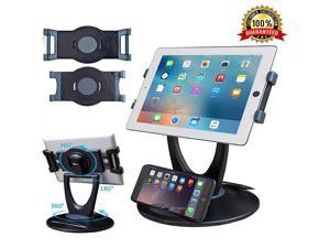 Retail Tablet Stand 360 Rotates iPad Stand for 6 inch to 13 inch Tablets Swivel Tablet Holder w Pen Storage and Phone Stand for Store Office Showcase Reception Kitchen Desktop 5025 Black
