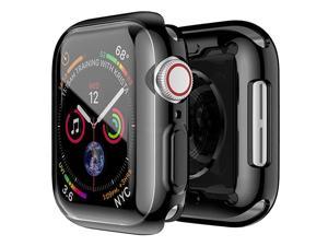 for Apple Watch Case Screen Protectors Series 5 Series 4 Soft TPU Full Front Plated AllAround Shockproof Slim Bumper Smartwatch Cover for Apple iWatch Series 5 4 Black 44mm