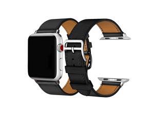Band for iWatch Series 5 4 3 2 1 Luxury Genuine Leather Smart Watch Band Strap Single Tour Replacement for 42mm44mm Black Stitching 42mm44mm Band for iWatch Series 5 4 3 2 1 Luxury Genuine Leather Smart Watch Band Strap Single Tour Replacement for 42mm44mm Black Stitching 42mm44mm