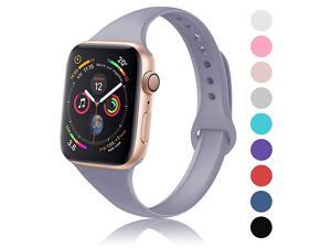 Sport Slim Silicone Band Compatible with Apple Watch 38mm 42mm 40mm 44mm Thin Soft Narrow Replacement Strap Wristband Accessory for iWatch Series 12345 Lavender Gray 38mm40mm Sport Slim Silicone Band Compatible with Apple Watch 38mm 42mm 40mm 44mm Thin Soft Narrow Replacement Strap Wristband Accessory for iWatch Series 12345 Lavender Gray 38mm40mm