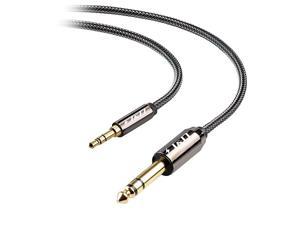 35mm to 635mm Stereo Audio Cable Gold Plated 35mm 18 inch Male TRS to 635mm 14 inch Male TRS Copper Shell Cable with Zinc Alloy Housing Nylon Braid for iPhone Amplifiers 15 Feet