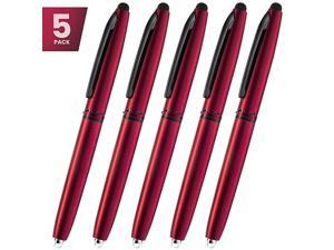Pen Capacitive 3in1 Metal Pen MultiFunctionBallpoint Ink Penwith LED Flashlight for Touchscreen Devices Tablets iPads iPhones5PK Red