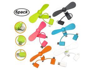 Mini Fan 3in1 Portable Phone Fan for iPhoneiPad Android Micro USB Type C Connectors 6Pack Mini Fan 3in1 Portable Phone Fan for iPhoneiPad Android Micro USB Type C Connectors 6Pack