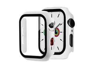 Compatible with Apple Watch Case with Screen Protector AntiScratch Shockproof Matte Hard Cover and Tempered Glass Screen Protector for Apple Watch 40mm SE Series 6 Series 5 Series 4 White