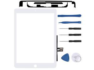 Touch Screen Digitizer Replacement for 2018 iPad 97 A1893 A1954 Front Glass Replacement with Repair Tool Kit + Adhesive White Without Home Button