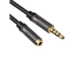 2 Pack Male to Female Audio Cable 4 Pole HiFi Extension Stereo Sound 35mm Aux Cable AdapterAuxiliary CableAux Cord Compatible All 35mmEnabled Devices for car 12M Black