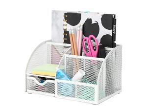 Mesh Desk Organizer Office with 6 Compartments + DrawerDesk Tidy CandyPen HolderMultifunctional Organizer Color White EX348WHT Mesh Desk Organizer Office with 6 Compartments + DrawerDesk Tidy CandyPen HolderMultifunctional Organizer Color White EX348WHT