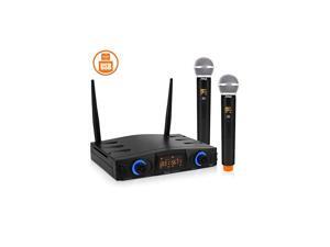 Compact UHF Wireless Microphone System Pro Portable Dual Channel Desktop Digital Mic Receiver Set w 2 Handheld Mic Receiver Base USB Cable Battery XLR For Home PA Karaoke DJ PDWM2950 Compact UHF Wireless Microphone System Pro Portable Dual Channel Desktop Digital Mic Receiver Set w 2 Handheld Mic Receiver Base USB Cable Battery XLR For Home PA Karaoke DJ PDWM2950