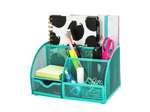 Mesh Desk Organizer Office with 7 Compartments + DrawerDesk Tidy CandyPen HolderMultifunctional Organizer Green Color EX348GRN Mesh Desk Organizer Office with 7 Compartments + DrawerDesk Tidy CandyPen HolderMultifunctional Organizer Green Color EX348GRN
