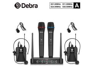Pro UHF 4 Channel Wireless Microphone System with Cordless Handheld Lavalier Headset Mics, Metal Receiver, Ideal for Karaoke Church Party (with 2 Handheld & 2 Bodypack (A)) Pro UHF 4 Channel Wireless Microphone System with Cordless Handheld Lavalier Headset Mics, Metal Receiver, Ideal for Karaoke Church Party (with 2 Handheld & 2 Bodypack (A))
