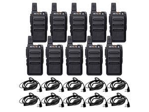 RT19 Ultra-Slim Two Way Radios,Portable FRS Walkie Talkies Adults with Earpiece,Rechargeable 1300mAh Battery,Metal Clip,for Security Retail Healthcare(10 Pack)