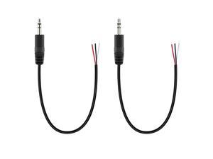 2 Pack Replacement 25mm Male Plug to Bare Wire Open End TRS 3 Pole Stereo 25mm Plug Jack Connector Audio Cable for Headphone Headset Earphone Cable Repair