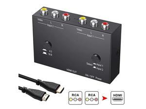 to HDMI Converter Double RCA to HDMI Converter 2 RCA Input 1HDMI Output Support 16943 Compatible with WII N64 PS1 PS2 PS3 VHS VCR DVD Players etc RCA to HDMI Converter