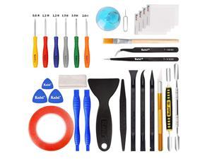 30 in 1 Professional Electronics Screen Opening Pry Tool Repair Kit with Steel and Carbon Fiber Nylon Spudgers Double Side Adhesive Tape and 6 Screwdrivers for Open Cellphone Laptops Tablets