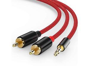 2 Pack RCA Cable  RCA to 35mm 6ft 18M HiFi Sound NylonBraided RCA to AUX Audio Cable Compatible with DJ Controller Speaker Turntable TV Car Stereo HiFi Amplifer Phone Red