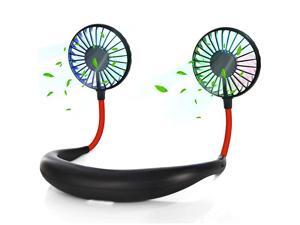 Portable Hand Free Mini USB Personal Rechargeable Sport Neck Fan 2000mAh Rechargeable Battery 3 Speeds Mode 360 Degree Adjustment with Glow LED for Office Travel Outdoor Black Portable Hand Free Mini USB Personal Rechargeable Sport Neck Fan 2000mAh Rechargeable Battery 3 Speeds Mode 360 Degree Adjustment with Glow LED for Office Travel Outdoor Black