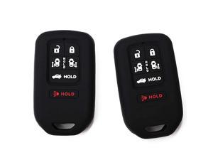 of 2 Black Black Remote Key Silicone Fob Cover Case Protector Skin Fits 2014 2015 2016 2017 Honda Odyssey EXL 6Button