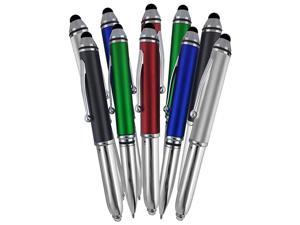 Stylus Pen for Touchscreen Devices Tablets iPads iPhones MultiFunction Capacitive Pen with LED Flashlight Ballpoint Ink Pen 3in1 Pen Multi 10PK